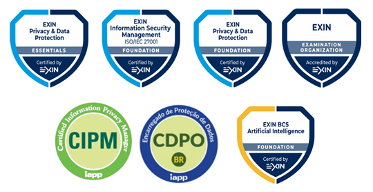 Certificações EXIN, CIPM e CDPO/BR da equipe Dalax